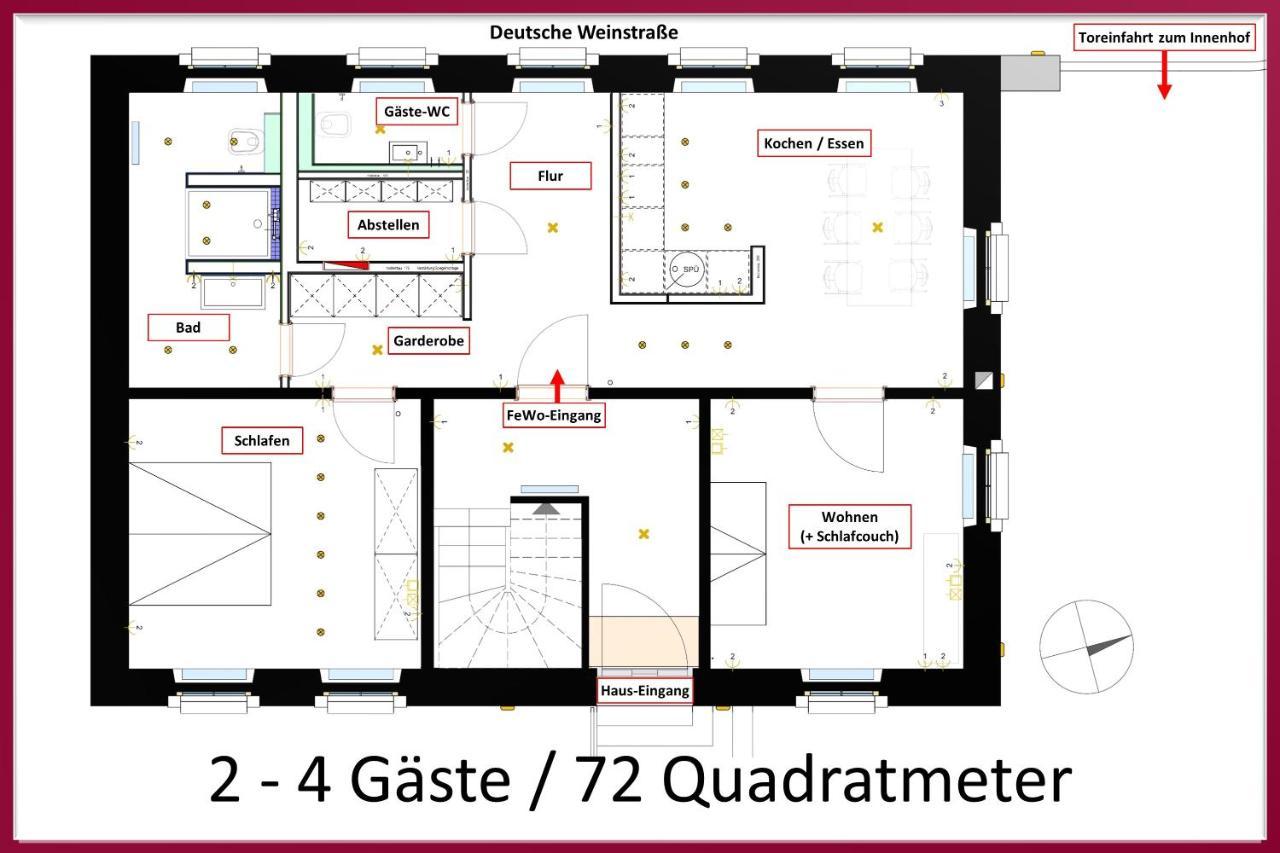 Neue90 - Fewo Steinacker, Weinstrasse Kallstadt Pfalz, 2Zkb - Keine Monteure 外观 照片